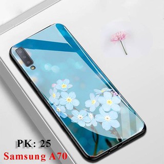 ỐP LƯNG MẶT KÍNH  SAMSUNG A70_HOA DẠI XANH
