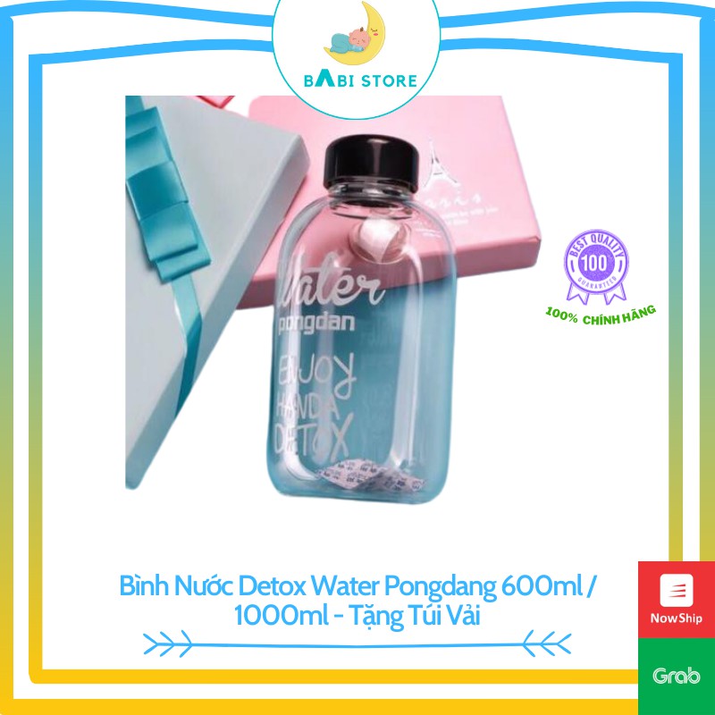 [Thanh Lí Xả Kho] Bình Nước Detox Water Pongdang 600ml / 1000ml - Tặng Túi Vải