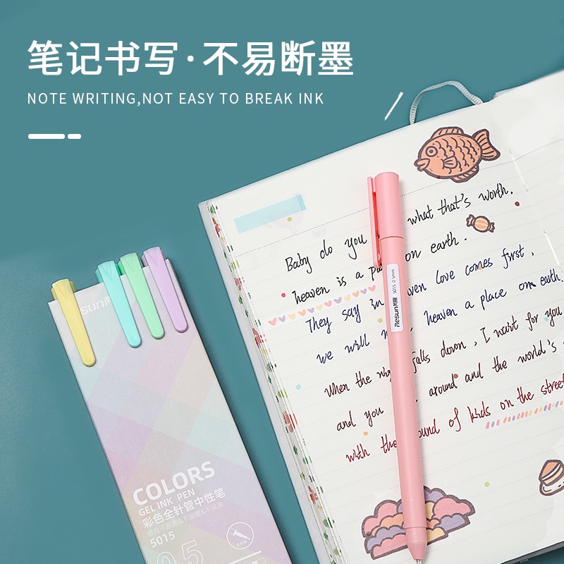 Set 5 Bút Bi Mực Gel Ngòi 0.5mm Nhiều Màu Sắc