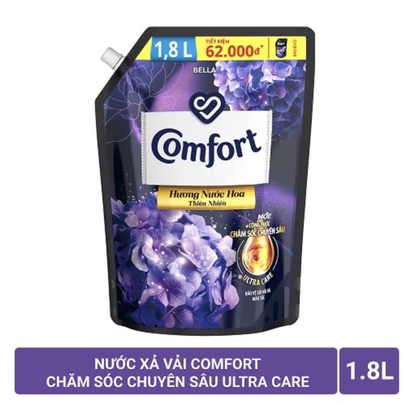 Nước xả vải Comfort hương nước hoa thiên nhiên Bella túi 1800ml ( 1.8 lít ) - nước xả quần áo công thức chăm sóc chuyên