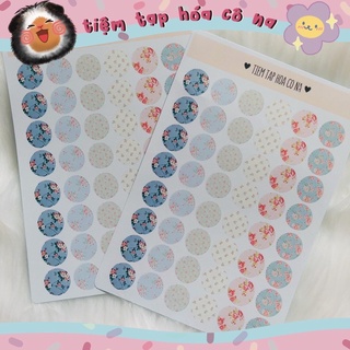 Sticker/hình dán dot tròn hoạ tiết hoa, trang trí sổ,bullet journal/dán thiệp -tiemtaphoacona