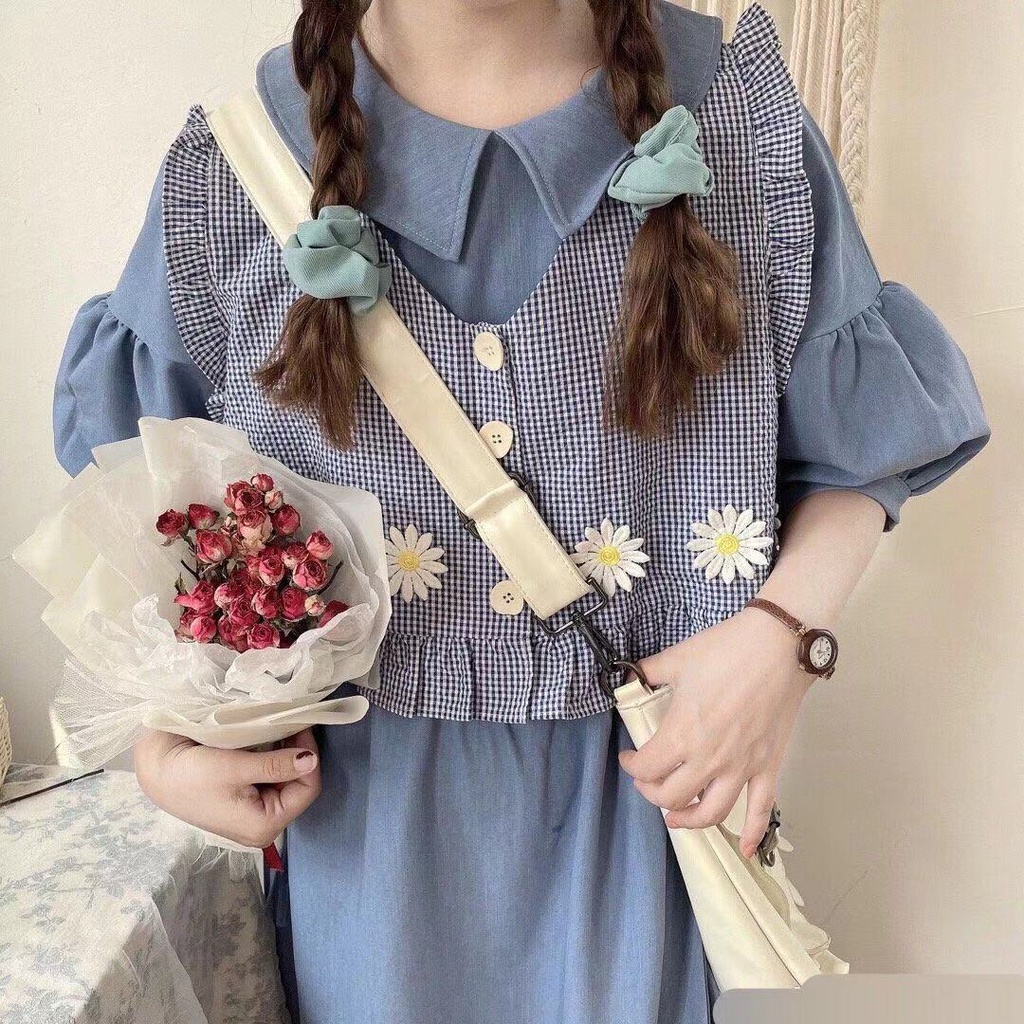 Bộ Áo Khoác + Chân Váy Họa Tiết Hoa Cúc Dễ Thương Thời Trang Mùa Hè Cho Nữ