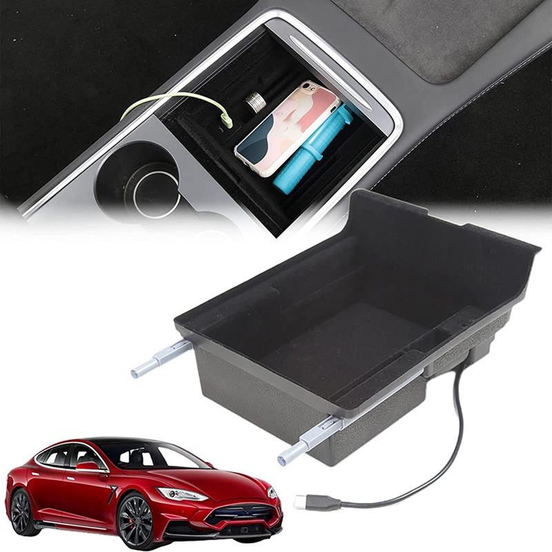 Hộp Tỳ Tay Kèm Hộp Đựng USB Type C Chuyên Dụng Cho Tesla Model 3 Model Y 2021