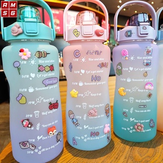 Bình nước 2L chia vạch Bình nước có ống hút