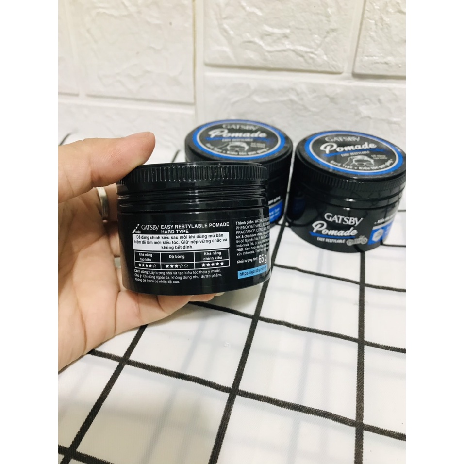 Keo vuốt tóc khô giữ nếp tạo kiểu định hình tóc nam Gatsby Hair Pomade Easy Restylable 65g