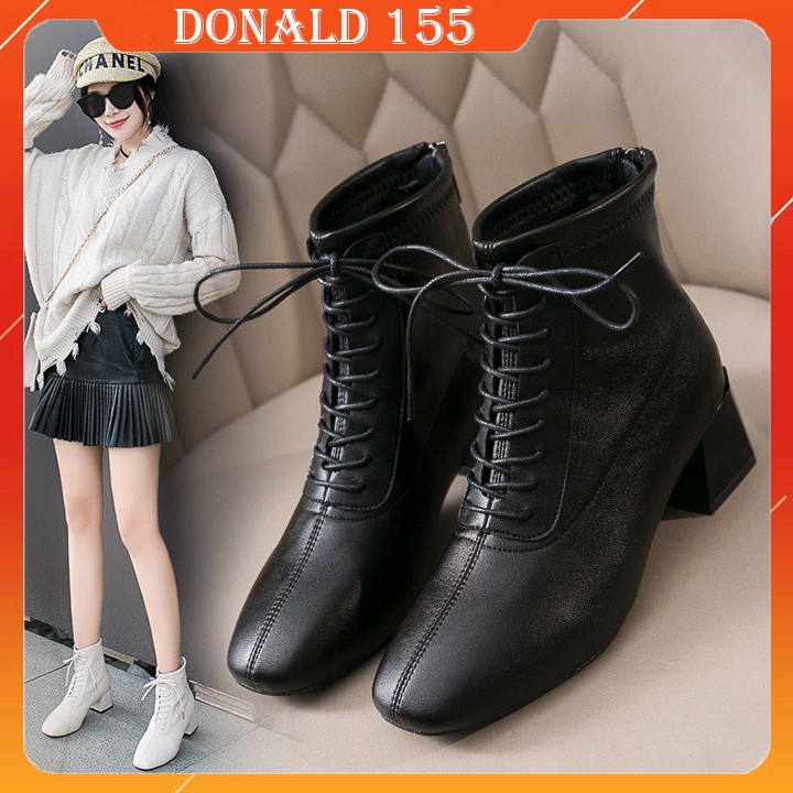 ❤️Bốt đông🌟BOOT DA LÌ BUỘC DÂY TRƯỚC KHOÁ SAU/GIÀY CAO GÓT🥰 | BigBuy360 - bigbuy360.vn