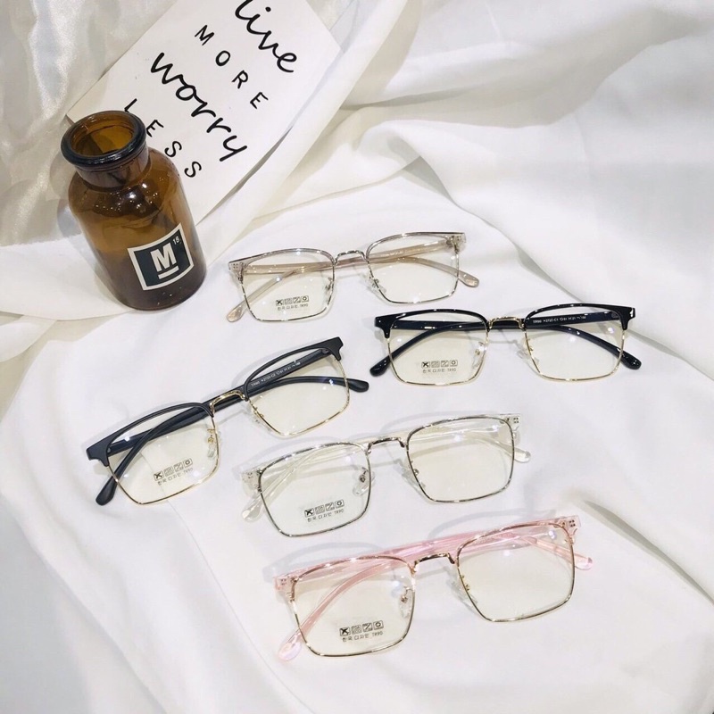 Gọng kính dáng vuông cắt vành nhựa dẻo cho nam nữ - 2723