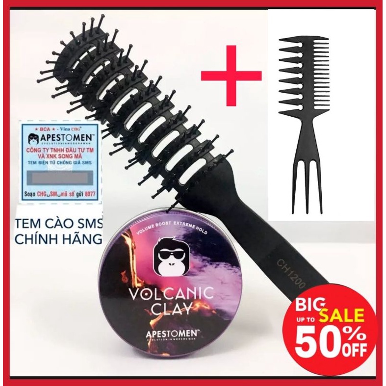 Sáp vuốt tóc chính hãng Volcanic clay version 4 kèm 2 lược sấy tạo kiểu