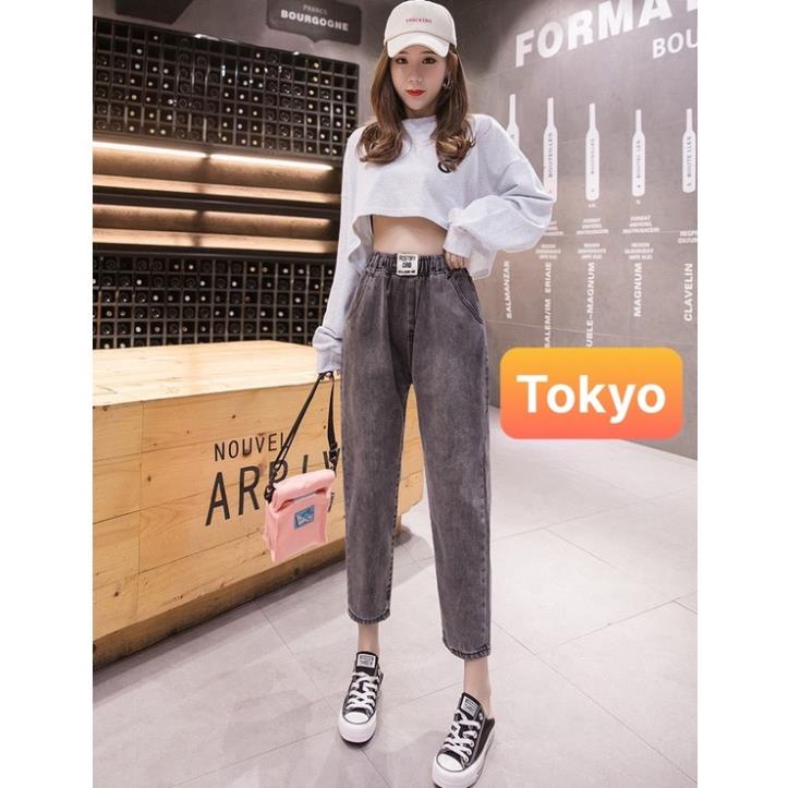 QUẦN JEAN BAGGY NỮ CHẤT BÒ 2 MÀU CẠP CHUN LƯNG THUN NÂNG MÔNG HOT TREND NHẬT BẢN - TOKYO FASHION !