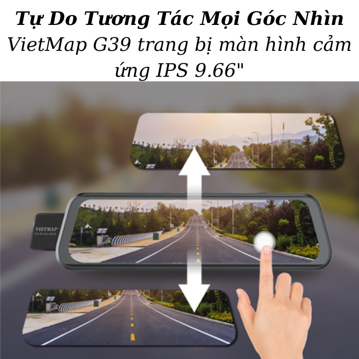 Camera Hành Trình Ô Tô VIETMAP G39 - Màn Hình Gương Điện Tử, Cảnh Báo Bằng Giọng Nói, Ghi hình Trước & Sau Full HD 1080P