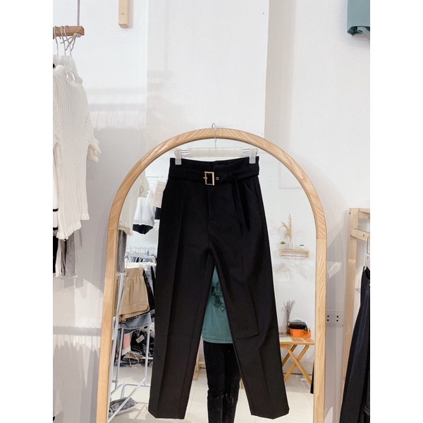 Quần vải baggy cạp cao