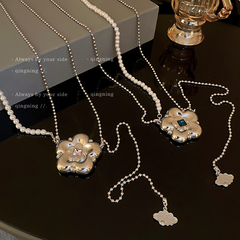 DREJEW Dây chuyền đa dụng kim loại dáng dài đính đá ngọc trai nhân tạo thời trang