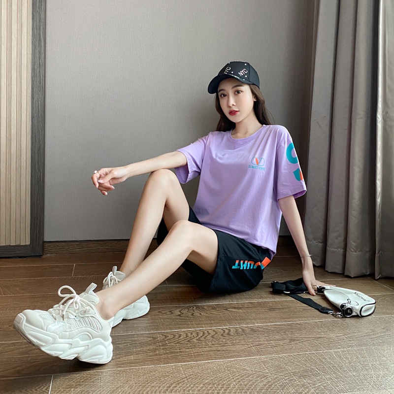 Bộ đồ hè , Set áo thun và quần sooc nữ kiểu dáng thể thao , bộ đồ đi chơi mặc nhà - Ngọc Uyên Store