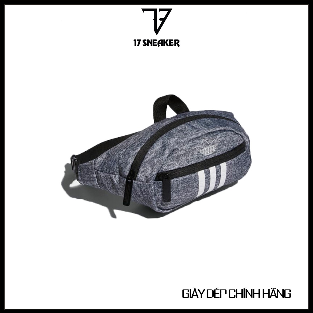 Túi đeo hông 3 sọc Adidas vải Denim, màu xám, mã CM3827
