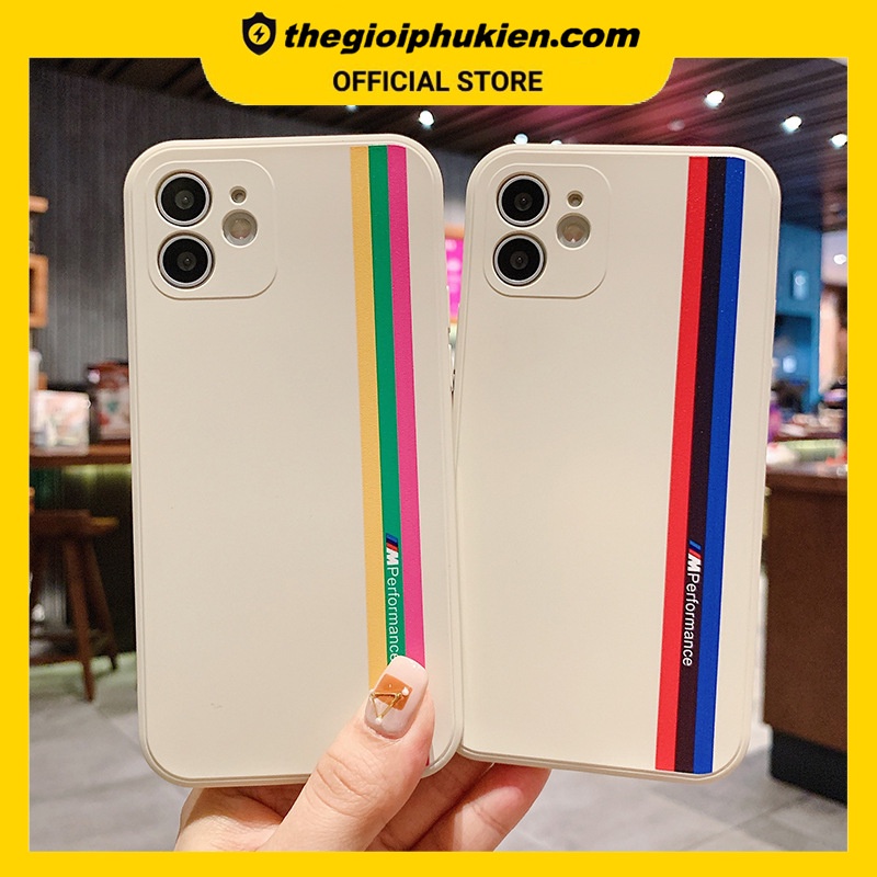 Ốp lưng iphone cạnh vuông Kẻ sọc nhiều màu dành cho iphone 6 đến 14promax - E224