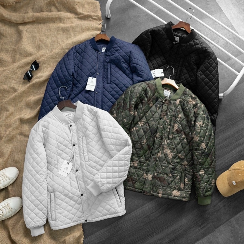 Áo khoác Bomber Jacket ZR man trần trám siêu đẹp khoá cúc bấm VNXK