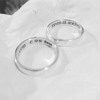 (Giá cả đôi) Nhẫn đôi bạc ta trơn khắc chữ-miễn phí khắc chữ theo yêu cầu
