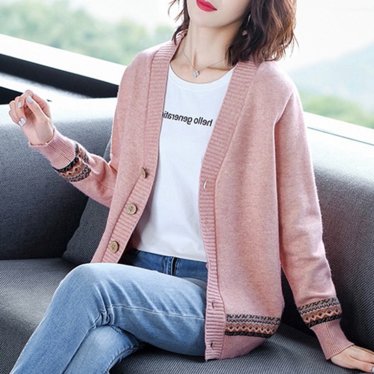 Áo khoác len [ Freeship ] Áo len cardigan Quảng châu mặc ấm hoạ tiết mới 2021