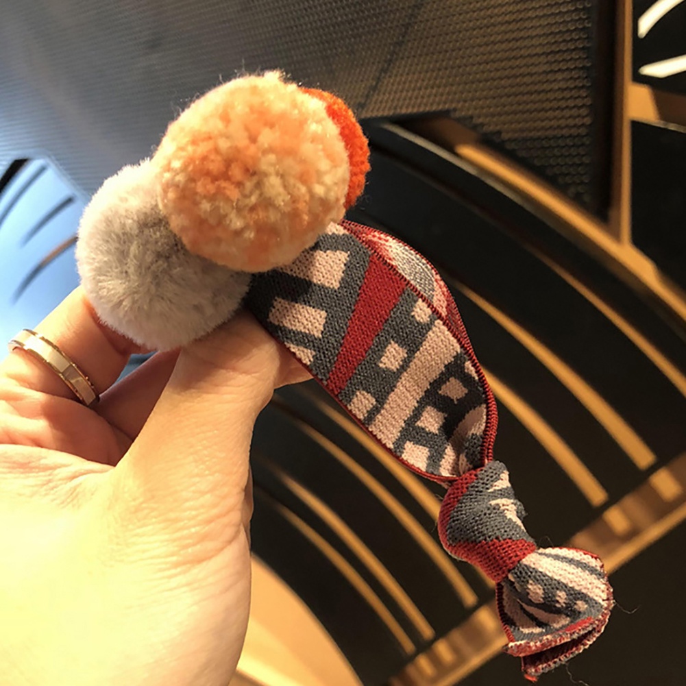 Dây thun cột tóc đính bóng lông co giãn cho nữ