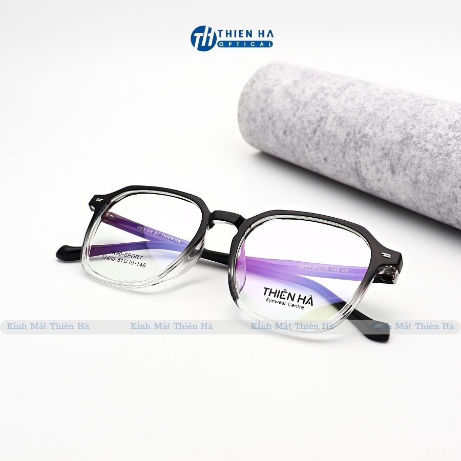 Gọng kính cận nam nữ THIÊN HÀ OPTICAL nhựa dẻo dáng đa giác nhựa TR90 mảnh nhẹ chắc UNISEX trẻ dễ đeo nhiều màu TH12400