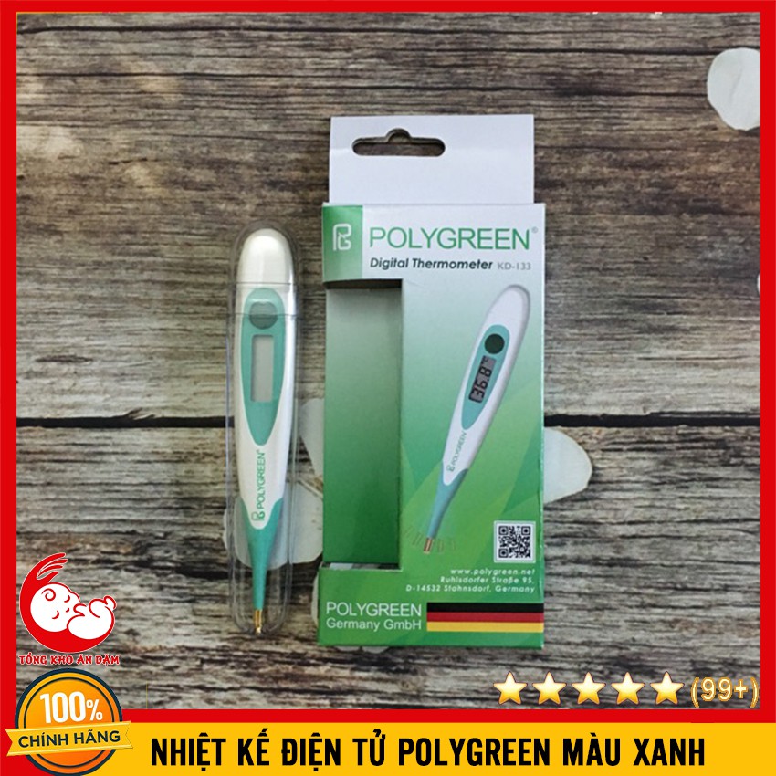 [Mã SKAMLTSM9 giảm 10% đơn 99K] Nhiệt Kế Điện Tử Đầu Mềm Polygreen - Màu Xanh - 6948581913309