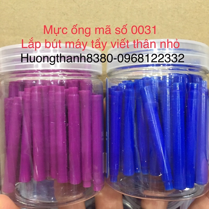 [Mã LIFEXANH03 giảm 10% đơn 500K] Hôp mực ống 0031 = 50 ống mực tẩy được lắp bút máy thân nhỏ 2568-2570-2573(01 hộp)