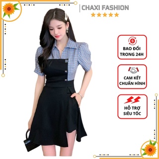 Hàng nhập - set bộ quàn short áo phối caro xanh - kbt272375