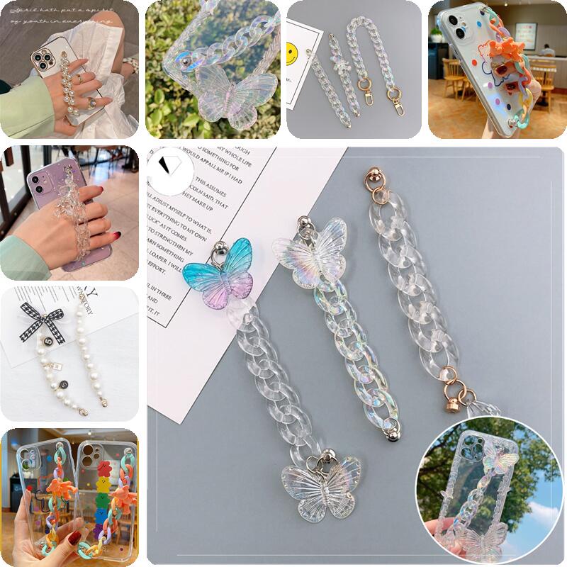 Dây acrylic nhiều màu họa tiết bướm theo phong cách hàn quốc trang trí ốp điện thoại thủ công