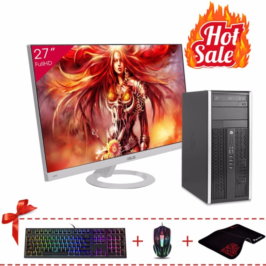 Combo Máy tính đồng bộ HP 6300 Pro MT + Màn hình ASUS 27inch Full Viền (Core I7 3770, Ram 16GB, HDD 2TB) + Quà Tặng