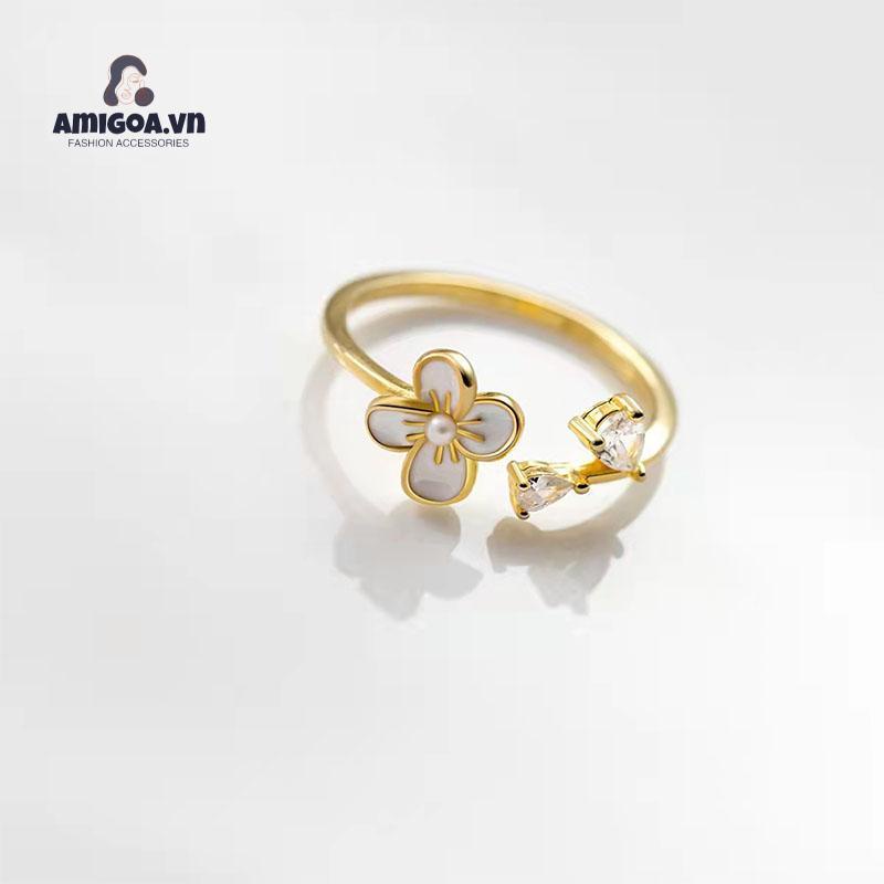 ✨✨Nhẫn thời trang nữ NH06 hình hoa lá đính đá tuyệt đẹp