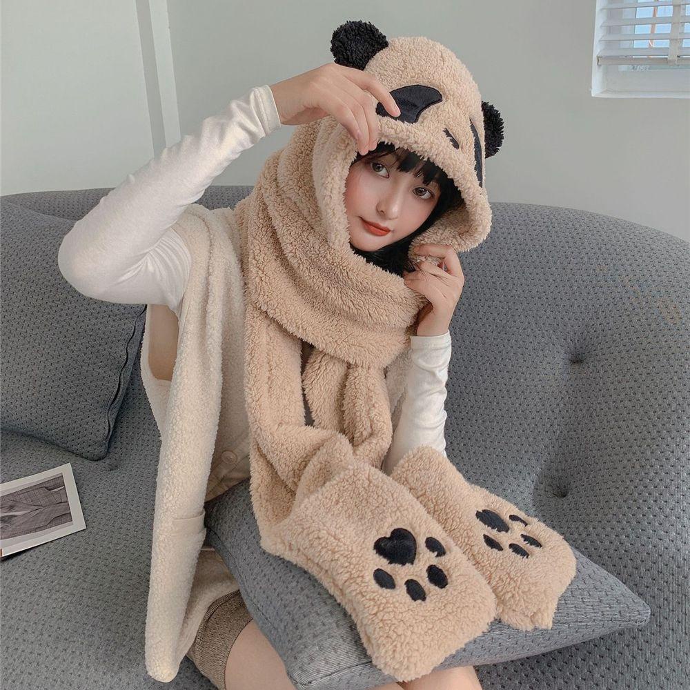 NIUYOU Mũ Len Gấu Trúc Giữ Ấm Cho Nữ