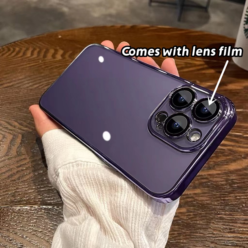 Ốp Điện Thoại Màu Tím Mạ Điện Cao Cấp Chống Bụi Cho Iphone 14 / 13 / 12 11 Pro Max