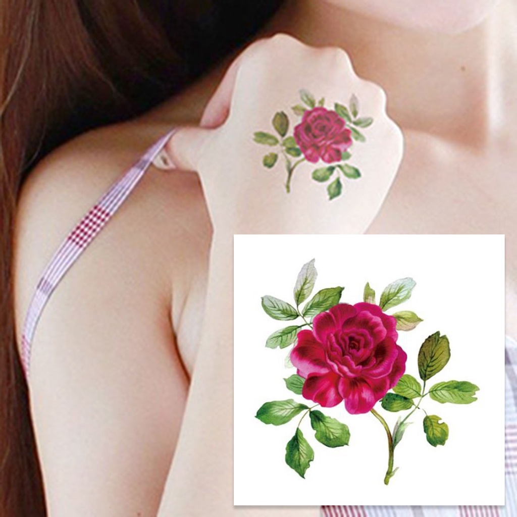 Hình Xăm Dán Tạm Thời Họa Tiết Hoa Chống Thấm Nước Trang Trí Cơ Thể