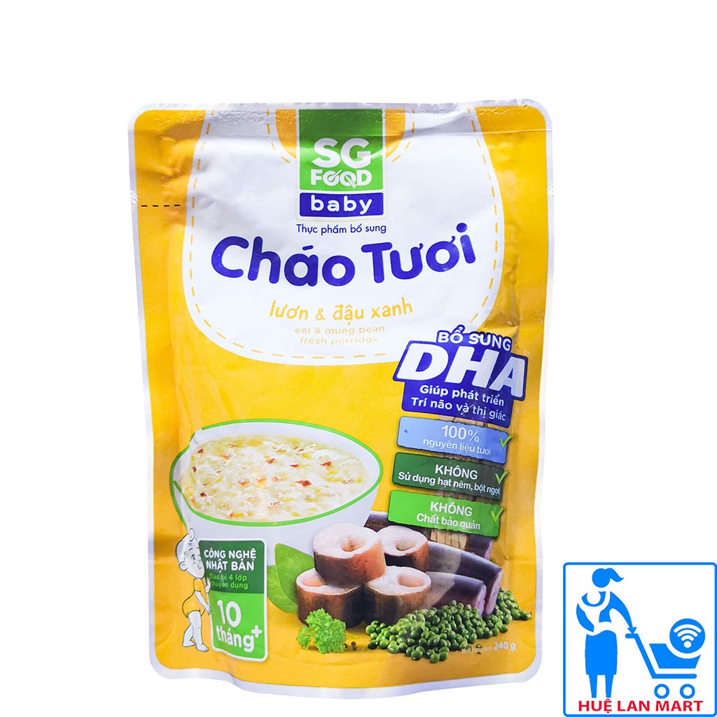 [CHÍNH HÃNG] Cháo Tươi SG Food Baby Lươn &amp; Đậu Xanh Gói 240g (Tươi ngon như mẹ nấu)