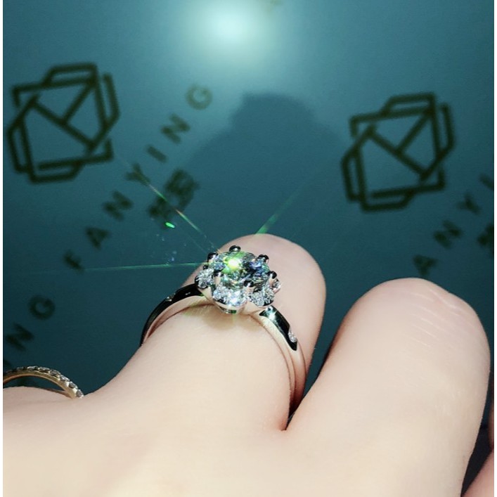 1 Nhẫn Cưới Mạ Bạc S925 Khảm Kim Cương Nhân Tạo Thời Trang Có Thể Tùy Chỉnh Sáu Vuốt