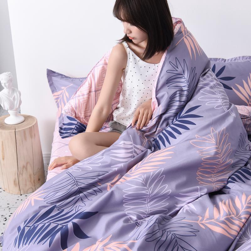 Bộ Vỏ Chăn Ga Gối Cotton Poly Nhập Khẩu (Lá tím SP000992)