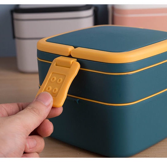 [Giao Hàng 24h] Hộp Đựng Cơm Trưa Hai Tầng Phong Cách Có Thể Hâm Nóng Trong Lò Vi Sóng