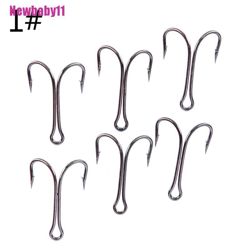 Set 11 / 50 Móc Câu Cá Kép Bằng Thép Carbon Màu Đen Chất Lượng Cao