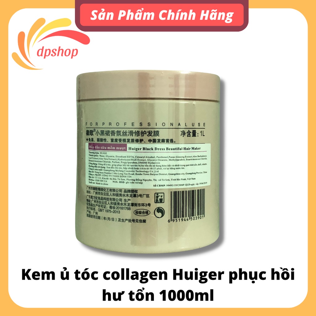 Kem ủ tóc collagen Huiger dầu hấp tóc phục hồi hư tổn 1000ml