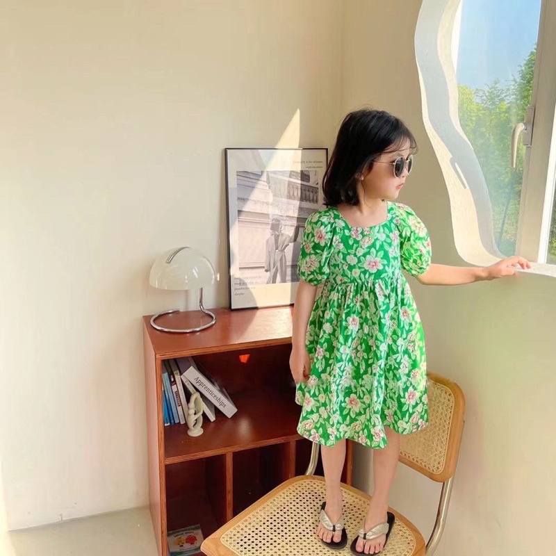 Váy thô hoa xanh Melisa-HÀNG SALE KO ĐỔI TRẢ