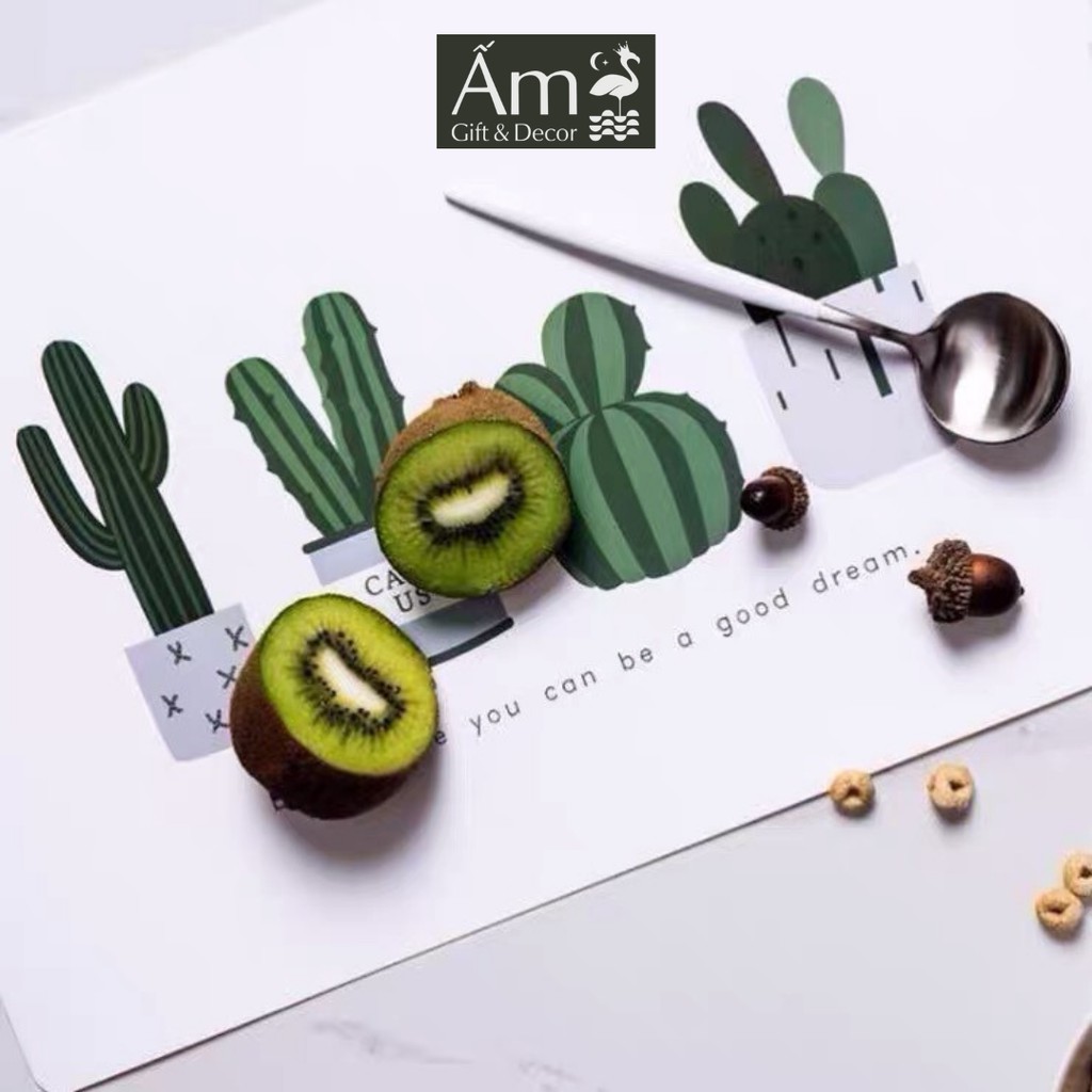 Tấm Lót Bàn Ăn PVC Hình Xương Rồng Dễ Dàng Lau Rửa Sạch Sẽ Ấm Gift & Decor