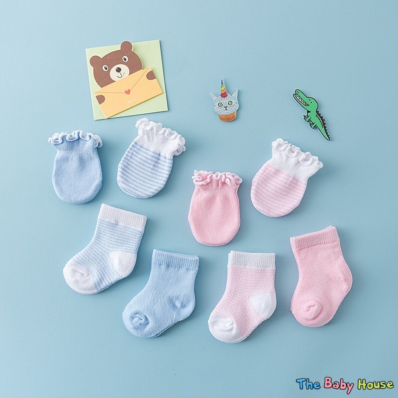 Set Bao Tay Bao Chân Len Lưới Cho Bé  💛 𝐅𝐑𝐄𝐄𝐒𝐇𝐈𝐏💛 Bộ Bao Tay Bao Chân Giữ Ấm Cho Bé Sơ Sinh