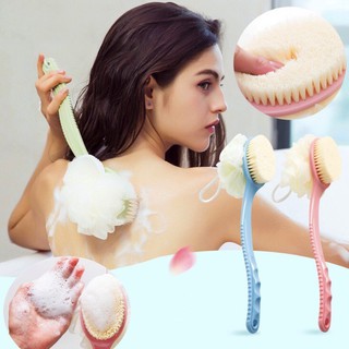 BÀN CHẢI CHÀ LƯNG KÈM BÔNG TẮM TẠO BỌT 2 MẶT ĐA NĂNG KỲ CHÀ CƠ THỂ MASSAGE , TẨY TẾ BÀO CHẾT LÔNG MỀM MẠI CÁN CẦM DÀI