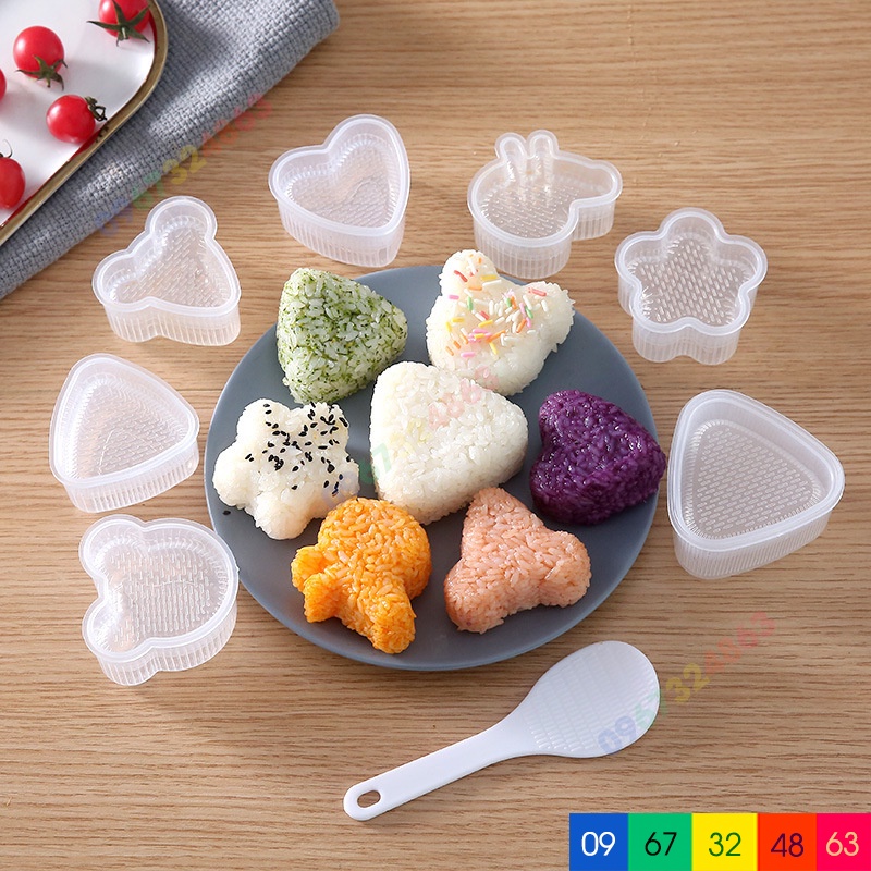 Set 7 khuôn cơm 7 hình KÈM THÌA cho bé