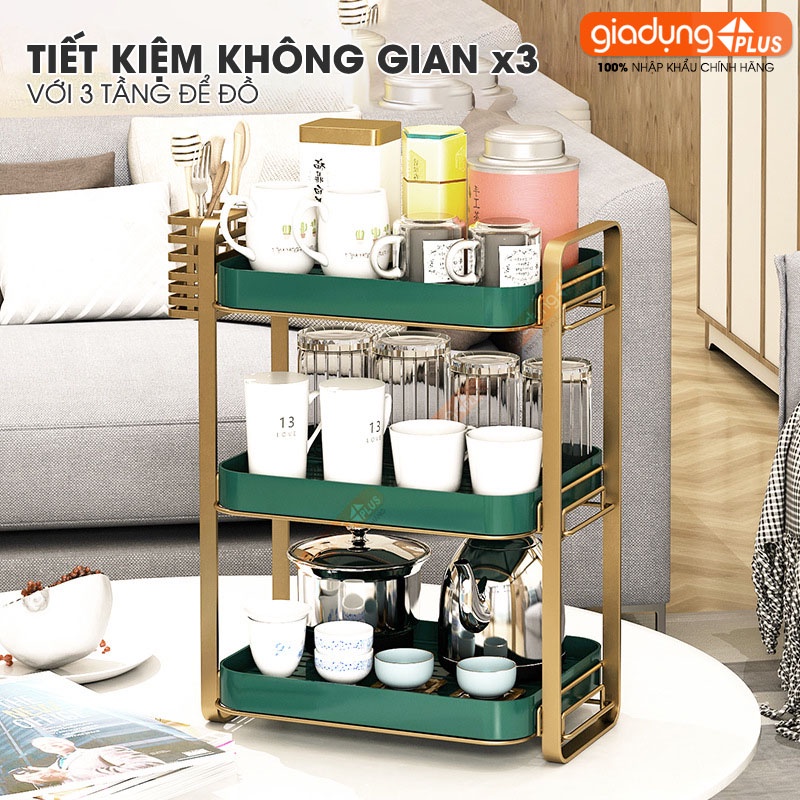 Kệ kèm khay nhựa cao cấp phong cách sang trọng úp ly cốc, chén, khay trà có rảnh thoát nước phong cách Bắc Âu