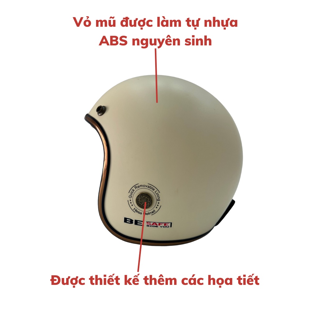 Mũ nón bảo hiểm 3/4 đầu cute kính âm xe máy đi phượt chính hãng