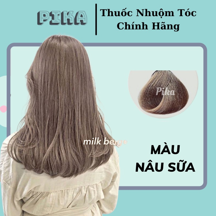 Thuốc Nhuộm Tóc Màu Nâu Sữa Không Cần Tẩy By Pika Tặng Trợ Nhuộm, Găng Tay