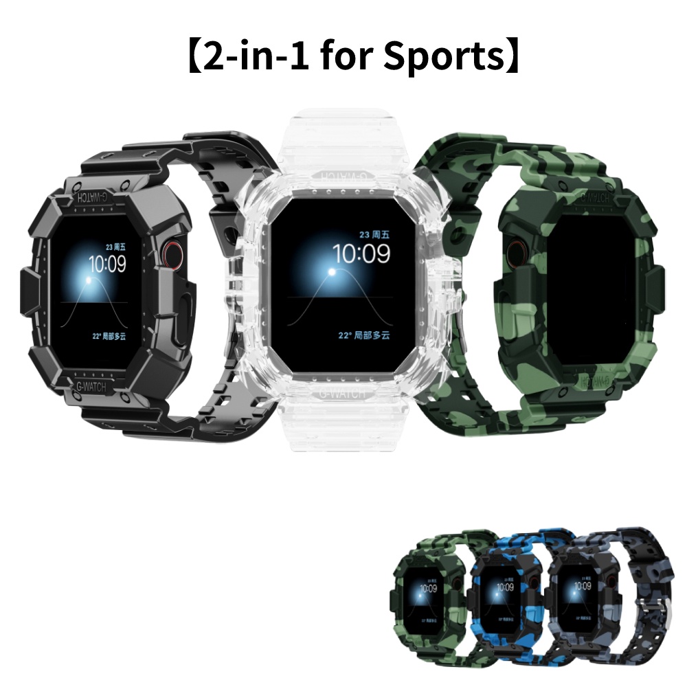 Ốp Bảo Vệ Bằng Silicon Chống Sốc Có Dây Đeo Cho Apple watch Series 7 band 41mm 45mm iWatch Series 7