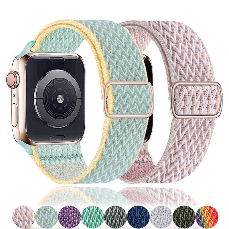Dây đeo nylon co giãn điều chỉnh được thích hợp cho đồng hồ thông minh Apple 44mm 40mm 38mm 42mm 41mm 45mm 7 6 SE 5 4 3