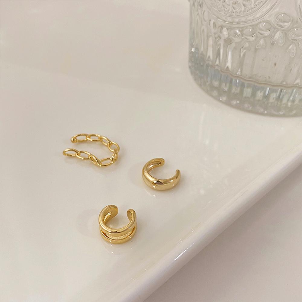 Set 2 Khuyên Vành Tai Không Xỏ Lỗ Hai Lớp Thời Trang Unisex